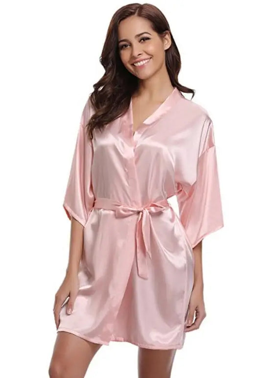 Silk Luxe Kimono Robe Navy